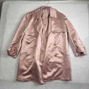 ABS Pink Long Sleeve Trech Coat Button Up Jacket Women's Size Small